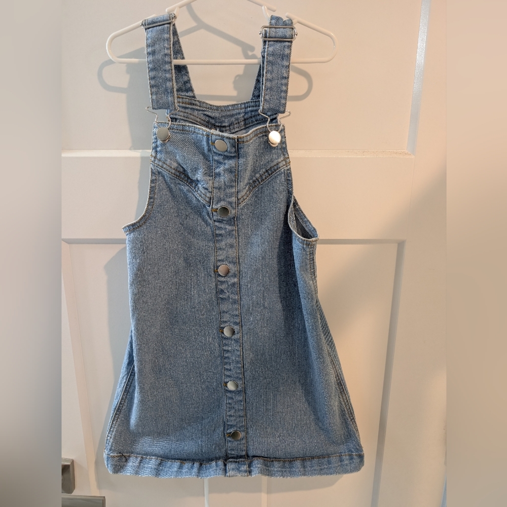 Wonder Nation Girls 7-8 Denim Overall Jumper